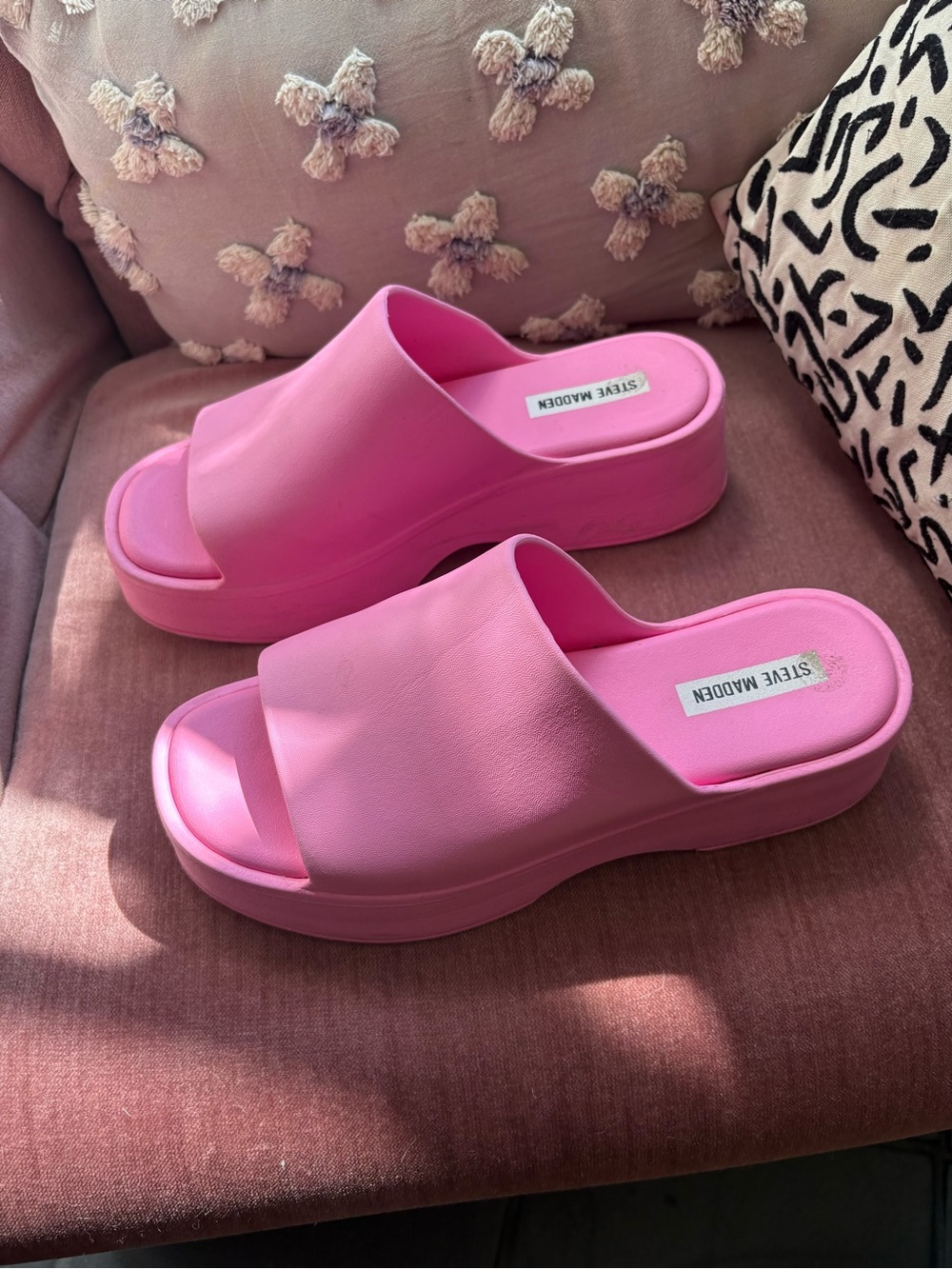 Steve Madden Pink Platform Slide Sandals size 11 women